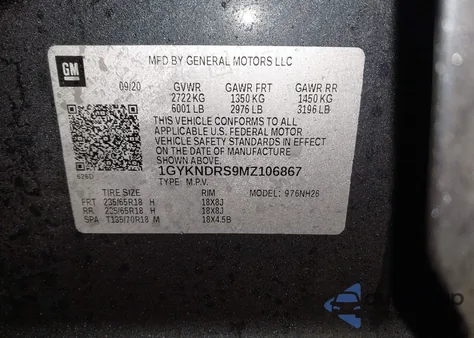 2021 Cadillac Xt5 Awd Premium Luxury z USA, uszkodzony, nr VIN 1GYKNDRS9MZ106867